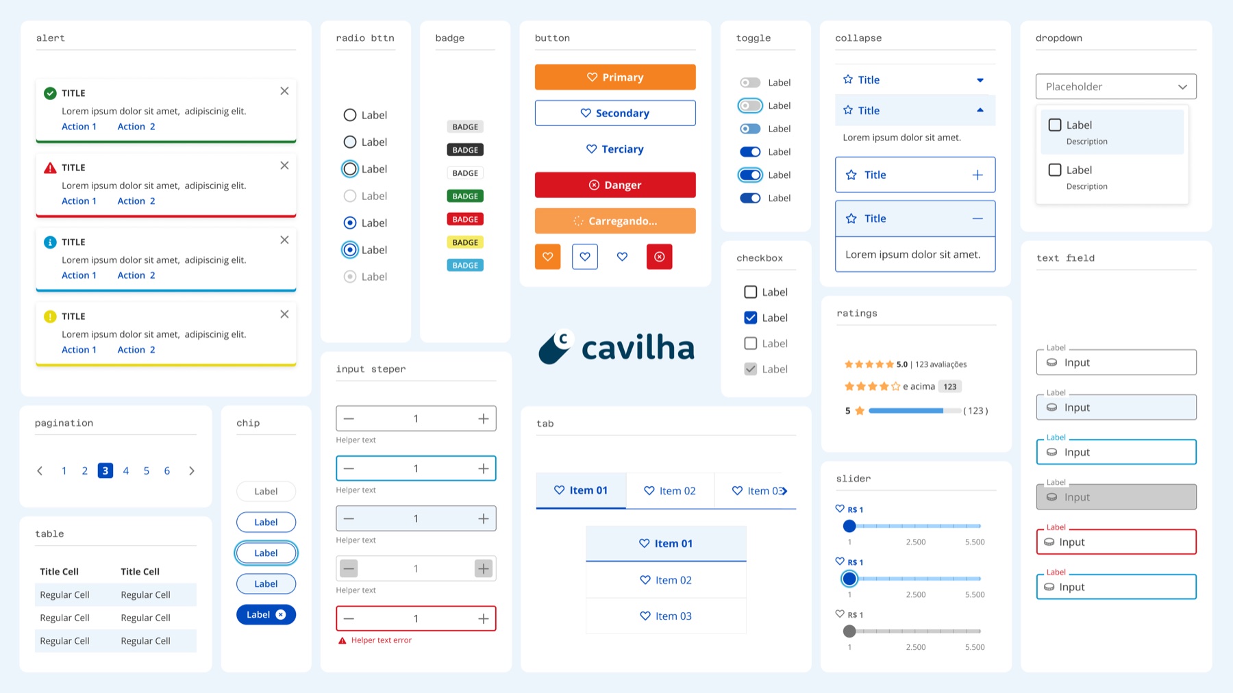 Base Library's main components in Light Mode