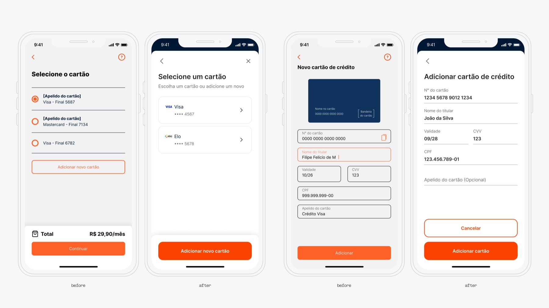 Credit card selection and addition