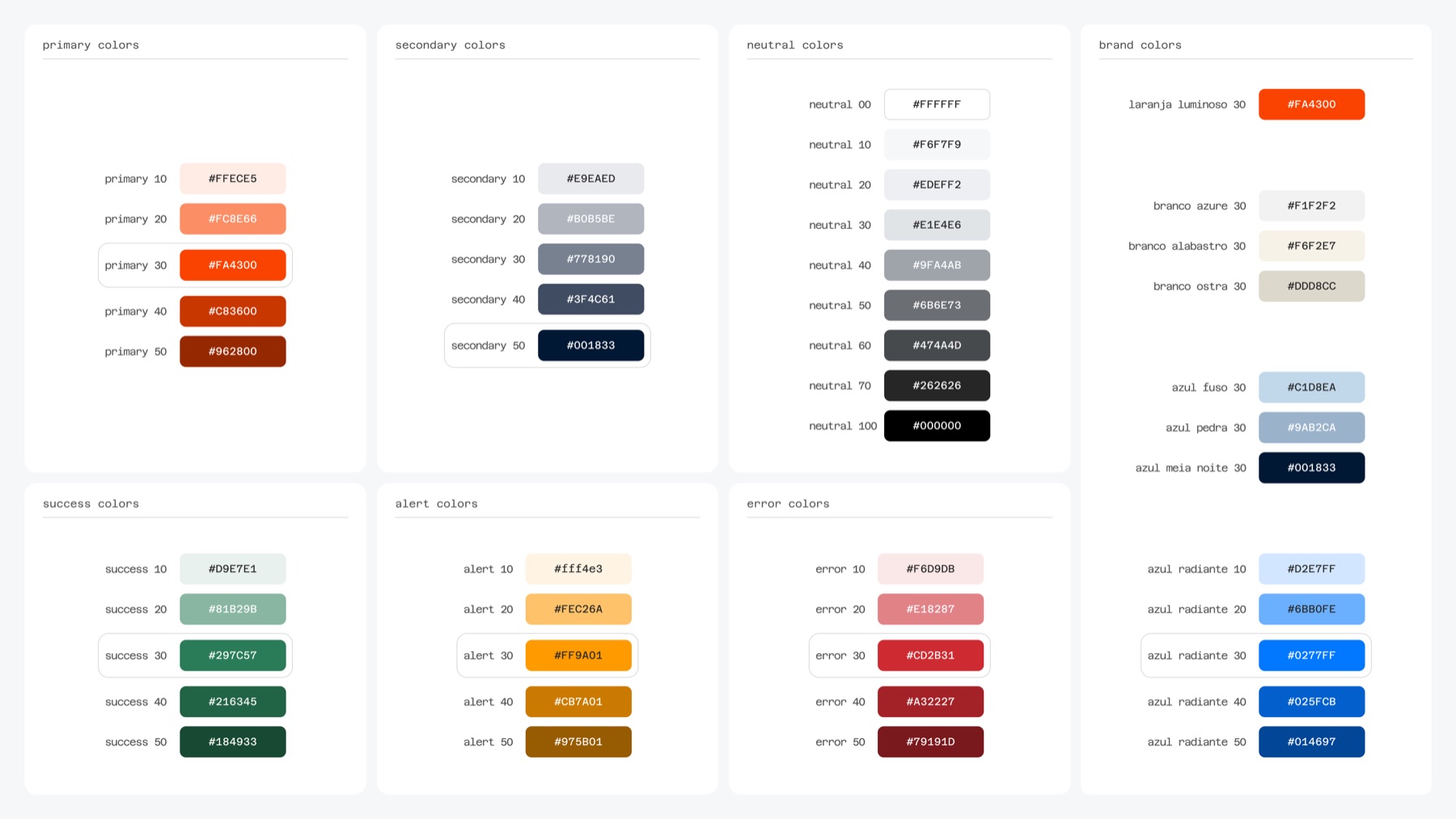 Expanded color palette
